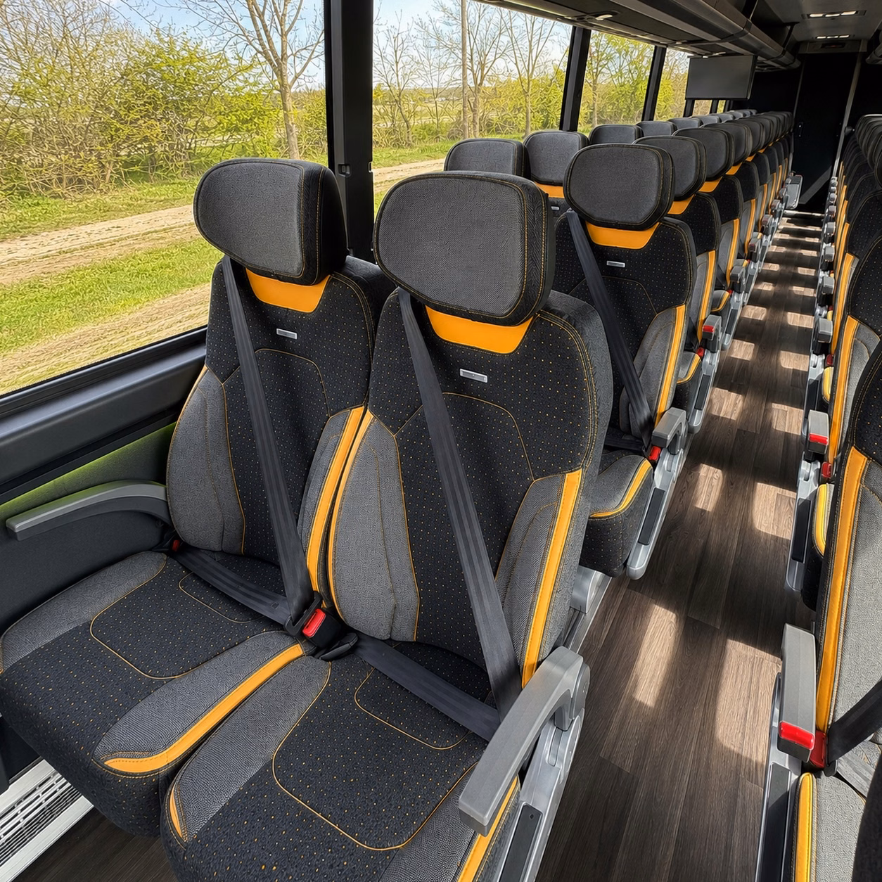 56 passenger charter bus inside